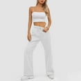 thumbnail image 4 of Resicozy Women's High Waisted Straight Leg Sweatpant Comfy Drawstring Workout Solid Sweat Pants with Pocket Fashion Casual Pant White S, 4 of 6