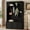 Black + MDF + Primary Living Space, variant on Luckynote Farmhouse All-in-One Hall Tree with Adjustable Shelves, Retro Arched Entryway Storage Bench with 3 Cabinets, Wooden Coat Rack Organizer with 4 Golden Hooks for Mudroom, Hallway, Walnut