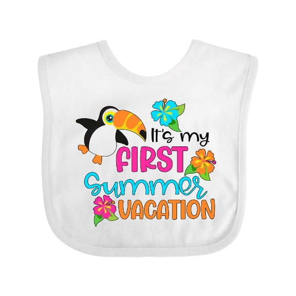 Inktastic It's My First Summer Vacation with Cute Toucan Boys or Girls Baby Bib