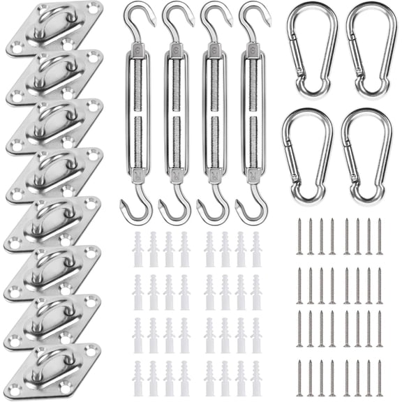 Shade Sail Hardware Kit for Triangle Sun Shade Sail Installation, 6 Inch 304 Grade Stainless Steel Hardware for Patio Garden Outdoors, 30Pcs D