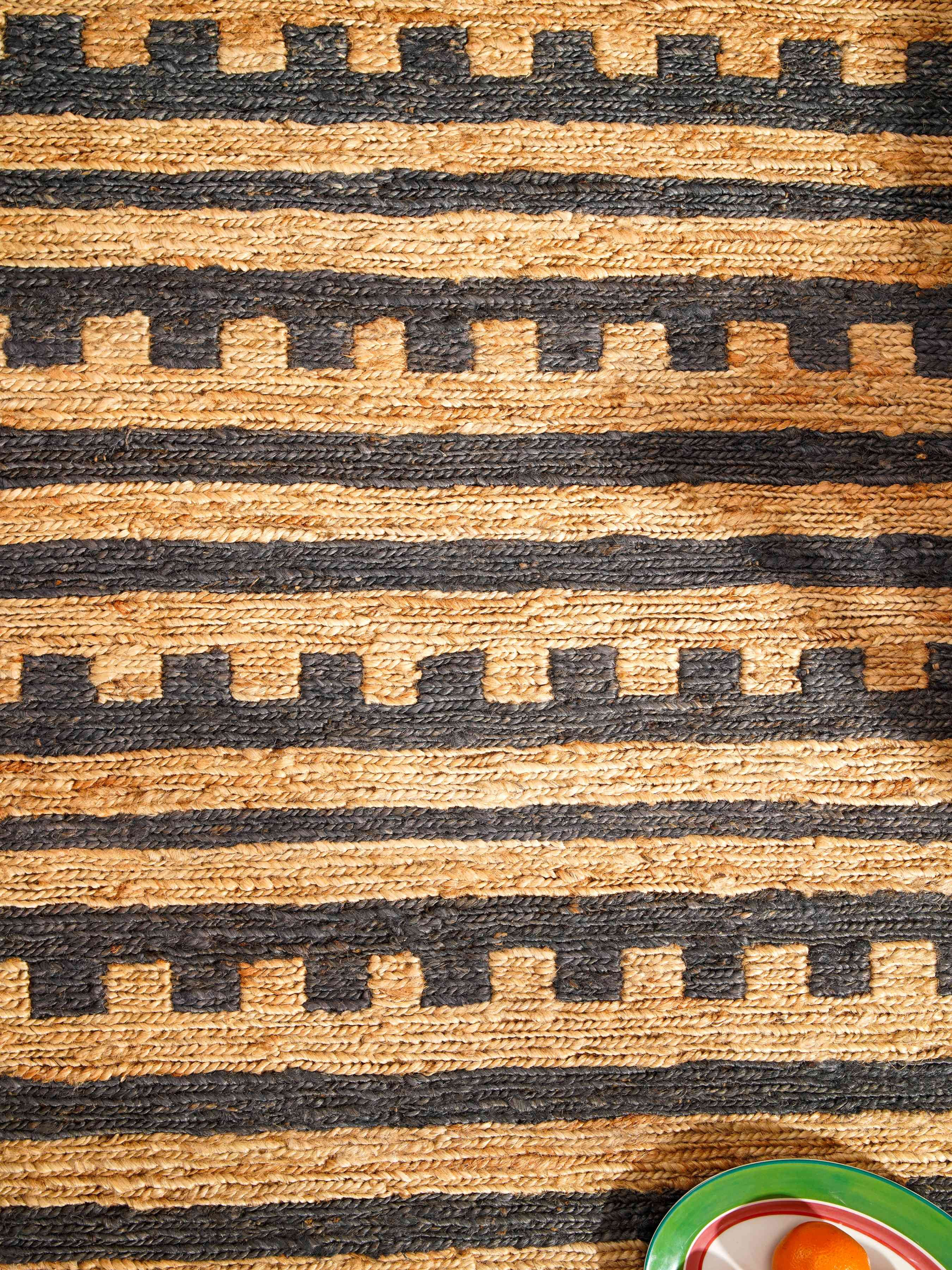 HAND KNOTTED SUMAK JUTE ECO-FRIENDLY AREA RUGS - 6'x9', Rectangle Shape, Beige Brown Color, Contemporary Pattern, High Pile, Natural Fiber, Outdoor Indoor Handmade Area Rugs for Living Room (J00075)