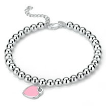 Heart Tag Bracelet S925 Silver Return to Blue Heart Tag Beads Bracelet for Women Girls Gift 20CM Adjustable Size