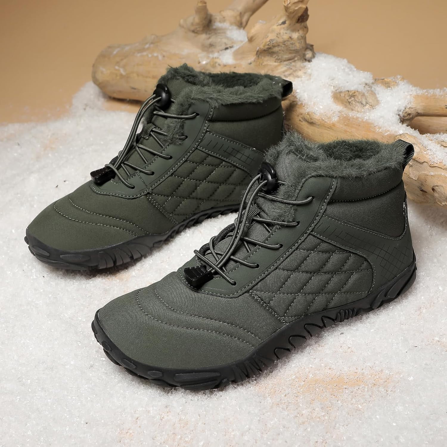 Hiking Shoes Barefoot Mens Wide Shoes Toe Box Winter Cross Trainer Minimalist Anti Skid Shoes For Women Cotton Boots Sneakers Outdoor Ankle Boots Brown Black Green White
