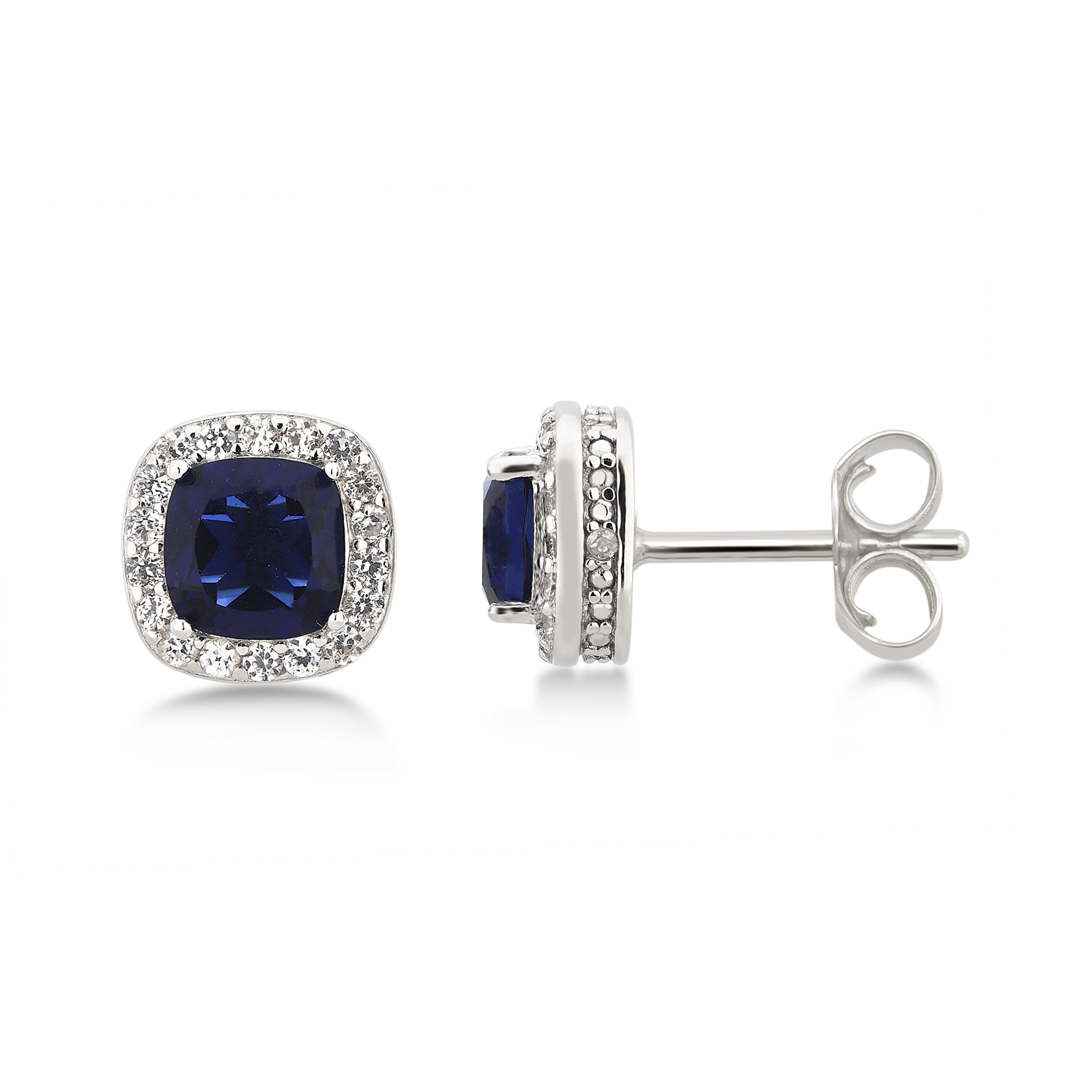 Arista Diamond Accent Created Blue Sapphire & White Sapphire Sterling Silver Women's Ring, Earring & Pendant Set, 18"