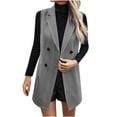 thumbnail image 2 of ClodeEU Women's Work Vest , Lapel Double Breasted Fall Jackets ,Business Casual Jacket Tops Gray,Womens Plus L, 2 of 8