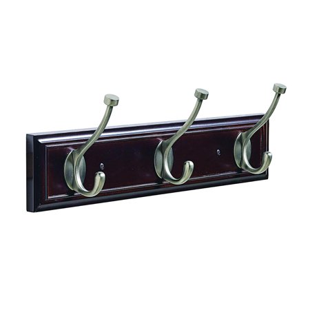 Amerock 18 in (457 mm) 3 Hook Mahogany/Antique Silver Hook Rack