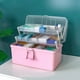 thumbnail image 4 of Caja de medicina Caja de píldoras First Aid Medicine Organizer Cajas de organizador con mango Cosméticos Estuche de almacenamiento Emergencia para el automóvil Inicio Escuela Viajes Rosa Noticed HA012684-02, 4 of 7