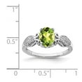 thumbnail image 2 of 925 Sterling Silver Rhod Plated Polished Peridot and White Cubic Zirconia Ring Size 6 1.56mm Wide Ring for Women, 2 of 2