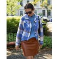 thumbnail image 3 of Zeagoo Shacket Women Cropped Flannel Plaid Button Down Jacket Houndstooth Casual Fall Fashion Coats, 3 of 5