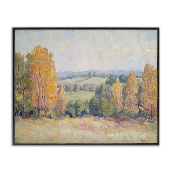 Stupell Industries Countryside in Autumn Landscape & Nature Painting Black Framed Art Print Wall Art, 14 x 11