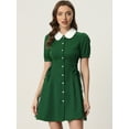 thumbnail image 2 of Vestido Con Botones Y Cordones Con Cuello Peter Pan En Contraste Vintage Para Mujer Verde L, 2 of 5