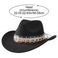 thumbnail image 3 of Hsqqdc Western Cowboy Hat with Star Band Vintage Fedora for Derby Parties, 3 of 7