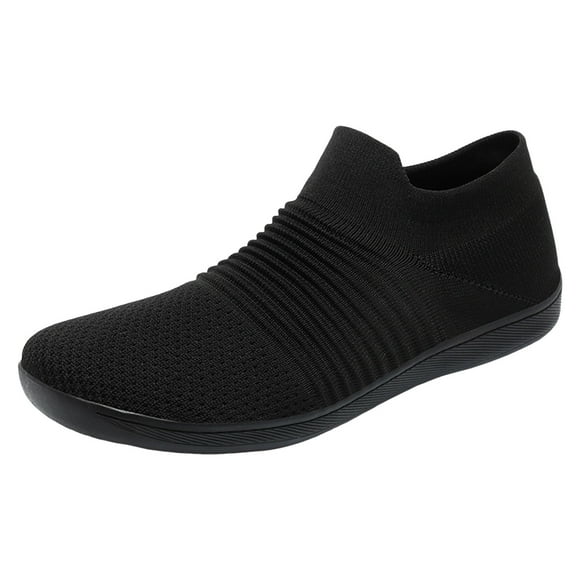 YOUSNH Men Sports Shoes New Pattern Simple Solid Color Thick Sole Flat Bottom Comfortable Non Slip Slip on Casual Shoes Casual Sneakers for Men Black 10