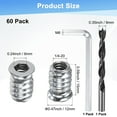 thumbnail image 3 of 60-Pack Threaded Inserts for Wood, 1/4-20x15mm Hex Drive Threaded Insert Nuts, with a Hex Wrench and Drill Bit [Silver Tone], 3 of 6
