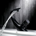 thumbnail image 1 of Grifo de lavabo de baño de lujo de latón, 18 x 13 cm, elegante diseño de cascada, grifo de lavabo de un solo orificio negro moderno, 1 of 4