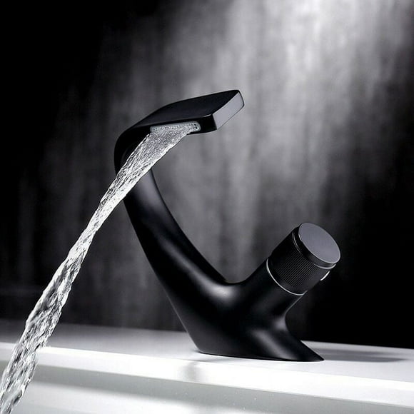 Chrome Finished Bathroom Basin Faucet, Waterfall Outlet with ABS Aerator for 30% Water Savings, 18*13cm, for Most Sinks, Incorporating High-Quality Ceramic Valve Core for