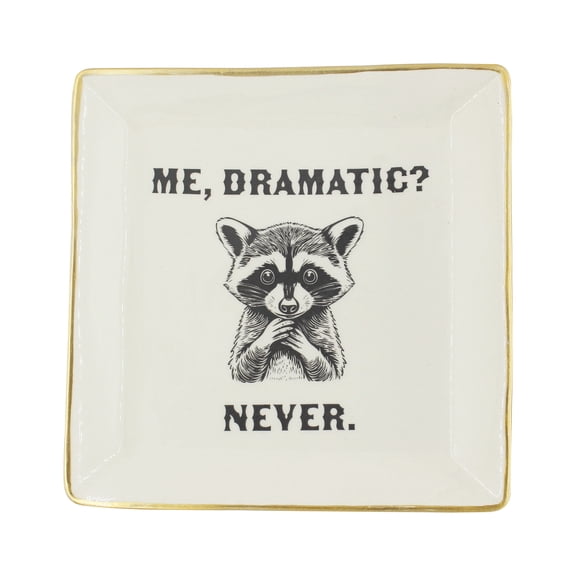 Dramatic Raccoon Ceramic Tray, 5 x 5 in