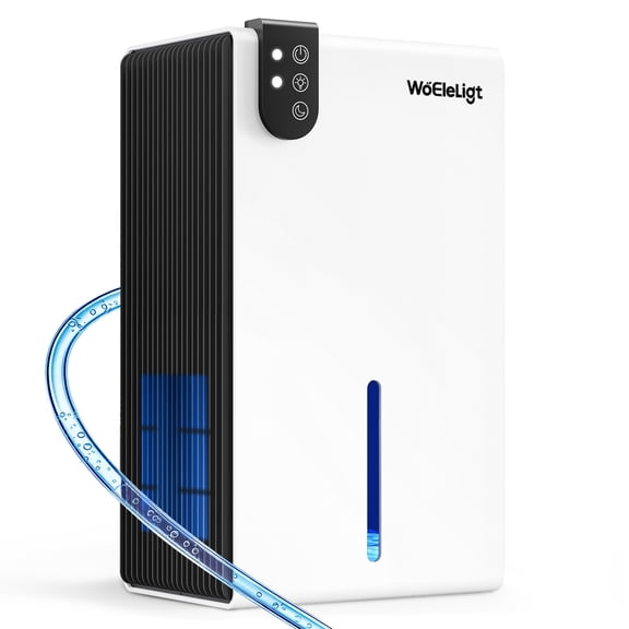WoEleLigt by GOOVI Dehumidifiers for Home, Ultra Quiet Small Dehumidifier for Basement Bedroom Bathroom 85oz Water Tank with Drain Hose
