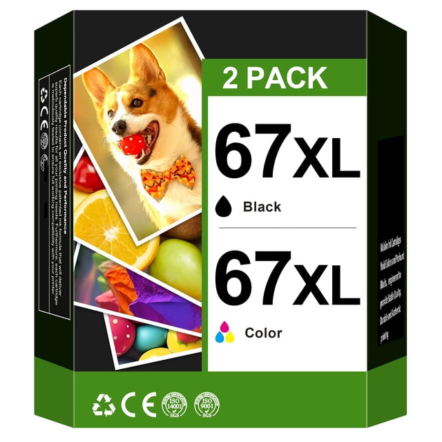 Cartuchos de tinta VOREDO 67XL, paquete combinado negro/color HP 67