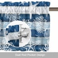 thumbnail image 6 of Blue Wood Striped Valance Curtain Nautical Starfish Coral Shell Vintage Window Valances Rod Pocket Short Curtains Window Treatments for Kitchen Bedroom Bathroom Laundry 54" x 18", 6 of 9