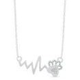 thumbnail image 4 of AFFY Round Cut Simulated Birthstone Paw & Heartbeat Pendant Necklace In 14K White Gold Over Sterling Silver By, 4 of 7