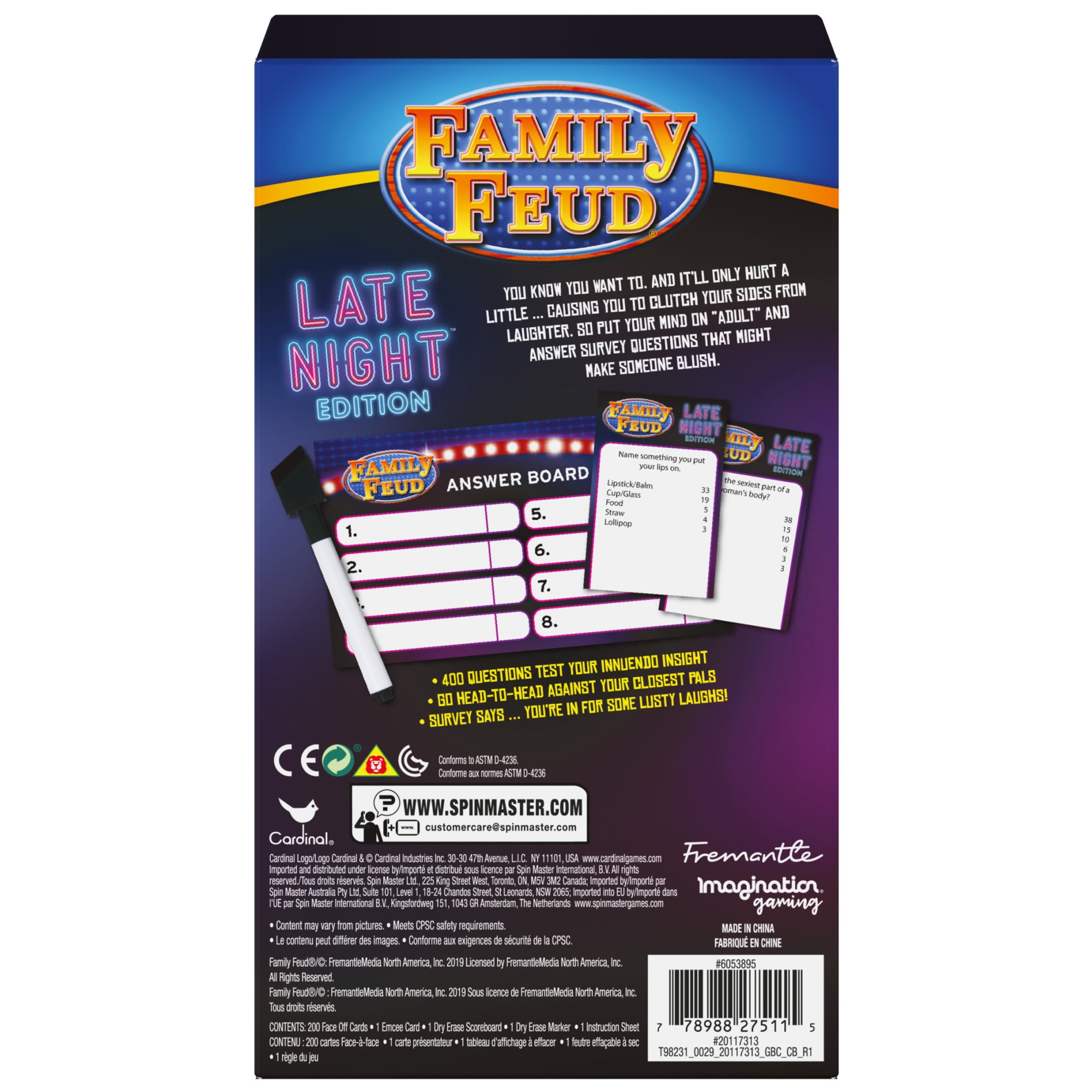 Family Feud, Late Night Edition Card Game for Adults Funny Survey Quizzes Party Game Board Game, for Adults and Teens Ages 16 and up
