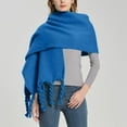 thumbnail image 2 of Audhol Womens Scarf Women Fall Winter Scarf Classic Tassel Plaid Scarf Warm Soft Chunky Large Blanket Wrap Shawl Scarves Scarf for Women Blue3 One Size, 2 of 4