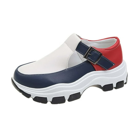 

KBKYBUYZ Fashion All-match Women s Shoes Platform Leather Buckle Casual Shoes Height Increasing Shoes