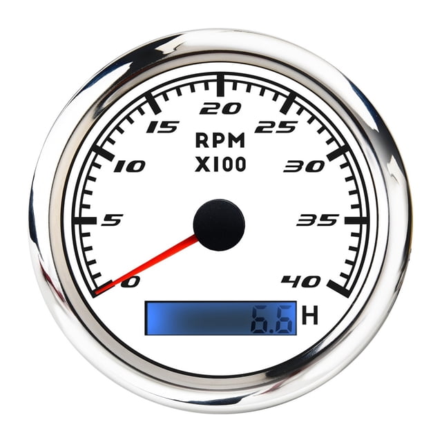 85mm Car Boat Tachometer Gauge With LCD Hour Meter 0-3000 4000 6000 RPM Tach Sensor Marine Tachometers Red Backlight 12V/24V ,Wide Applicability