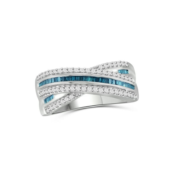 JewelersClub Diamond Rings for Women – 1/2 Carat Blue & White Diamond Ring Jewelry– Sterling Silver Bands for Women –– Ring by JewelersClub