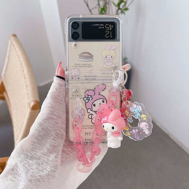 Sanrio funda de teléfono con cadena de mano 3D para Samsung Galaxy Z Flip 3, 4, 5, 5G, ZFlip5, ZFlip4, ZFlip5, Flip4, Flip5 Fivean unisex