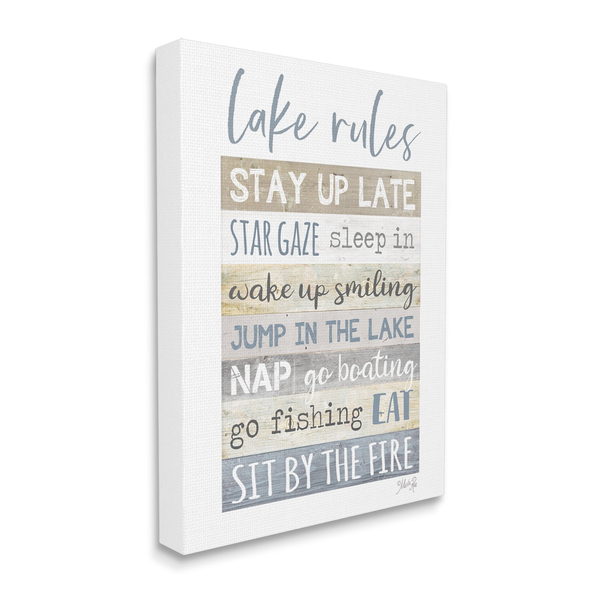 Stupell Industries Lake Rules Typography Rustic Vacation Cabin Sign Canvas Wall Art, 24 x 30, Design by Marla Rae