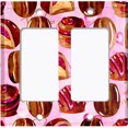 thumbnail image 2 of Metal Light Switch Wall Plate Outlet Cover (Coffee Mocha Candy Bean Toffee Swirl Pink Heart - Double Rocker), 2 of 2