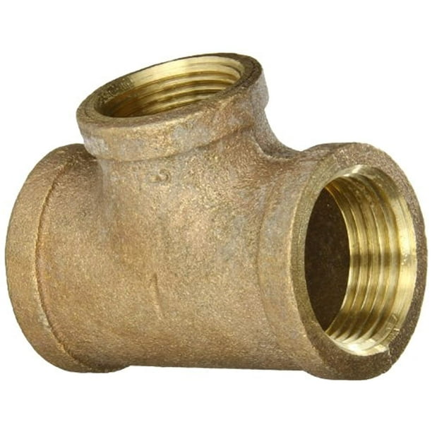 Anderson Metals 38106 Red Brass Pipe Fitting, Reducing Tee, 1