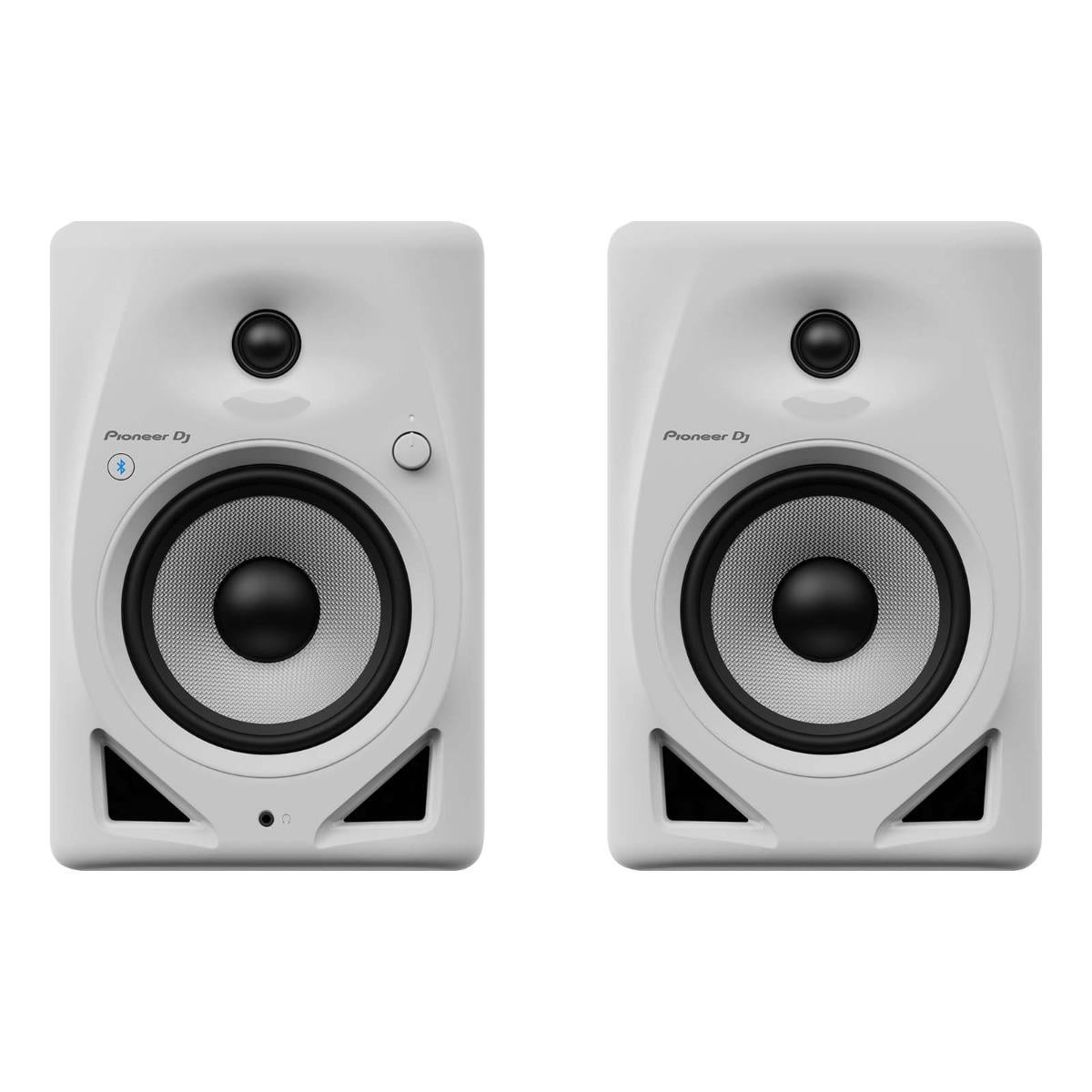 Pioneer DJ DM-50D-BT-W 5" White Bluetooth Desktop Monitor System with Monitor Stands Package