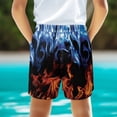 thumbnail image 4 of POLERO Blue Fire Bed Sheet Boys Beach Shorts, Lightweight Pockets Kids Swim Trunks Elastic Drawstring Waist Boys All Occasion Summer Board Shorts for Outdoor, 4 of 10