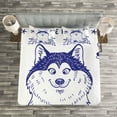 thumbnail image 3 of Ambesonne Alaskan Malamute Quilted Bedspread Set 3 Pcs, Blooming Field, Queen Size, Blue White, 3 of 3