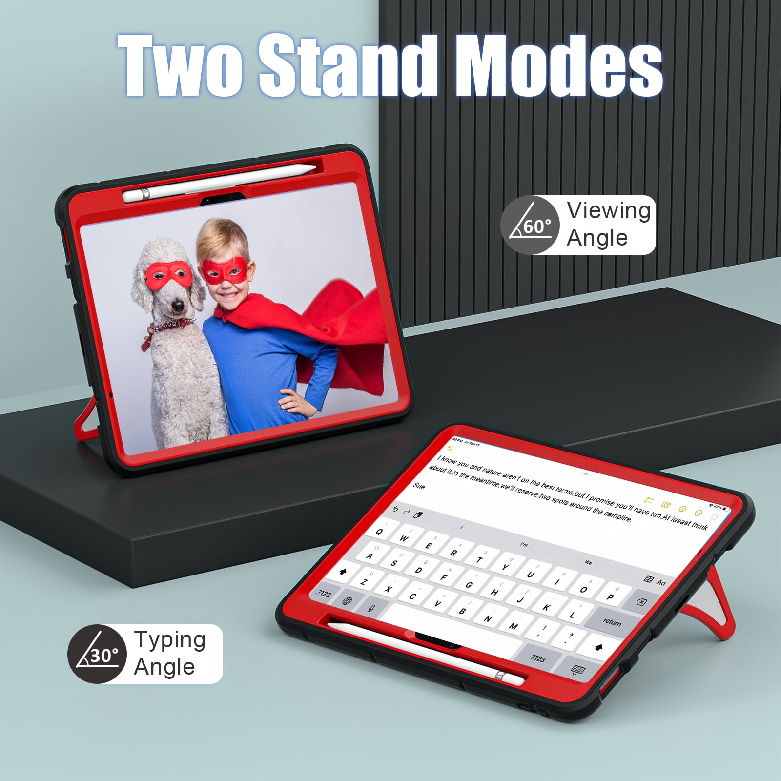 Allytechgroup iPad Air 11 Inch 2026 2025 2024 Case, Cute Stylish Design Kids Friendly Rugged Kickstand Lightweight Silicone PC Case with Pencil Holder for Apple iPad Air 11 Inch M4 M3 M2