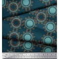 thumbnail image 2 of Soimoi Blue Poly Georgette Fabric Sun Mandala Print Sewing Fabric Yard 42 Inch Wide, 2 of 5