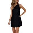 thumbnail image 4 of Lucakuins Mini vestido de verano para mujer, casual, un hombro, sin mangas, color sólido, vestido ajustado Lucakuins moda, 4 of 8
