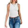 thumbnail image 2 of Liacowi Women Slim Vest Tops Solid Color Ribbed Irregular Backless Cropped Tank Tops, 2 of 9