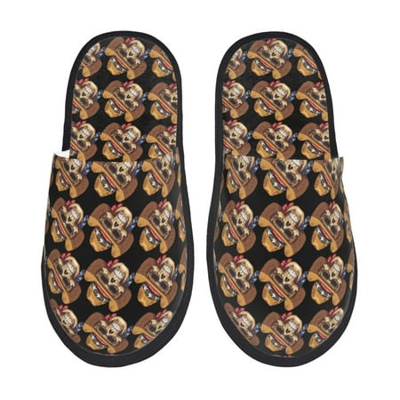 

Pofeuu Wild West Cowboy Skull Print EVA Fuzzy House super light Slippers Slippers Scuff Outdoor Indoor Warm Cozy Plush Bedroom Shoes Soft Flat Comfy Anti-Slip-Medium