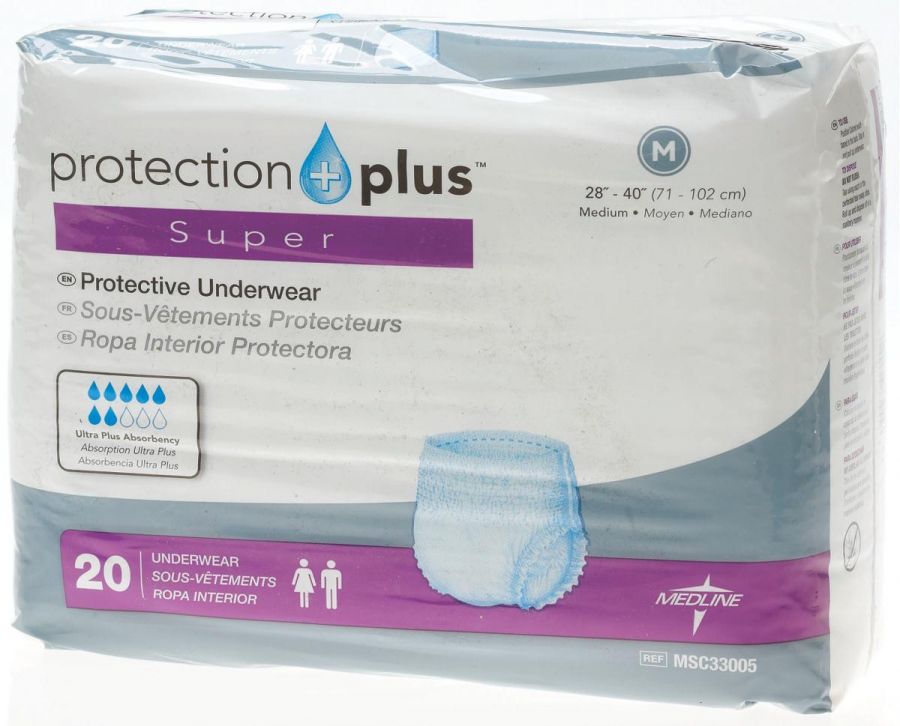 Protection Plus Super Protective Adult Underwear Medium, 80 Count