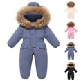 thumbnail image 5 of ZACPNCV Girls Boys Waterproof Snowsuits Toddler Kids Winter Snow Ski Suits One Piece Outdoor Hooded Jumpsuit Outfits Blue 3-4 Years, 5 of 5