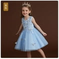 thumbnail image 2 of Girls Dresses 7-8 Years A-Line Kids Summer Fashion Butterfly Printed Skirt Puffy Fit & Flare Blue Beach Dress, 2 of 4
