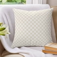 thumbnail image 3 of Pillow Covers 26x26 Set of 2, Farmhouse Beige Plaid Throw Pillow Covers Decorative Couch Cushion Cover, Rustic Vintage Grid Checkerboard Microfiber Soft Square Pillowcases for Bedroom Living Room, 3 of 9