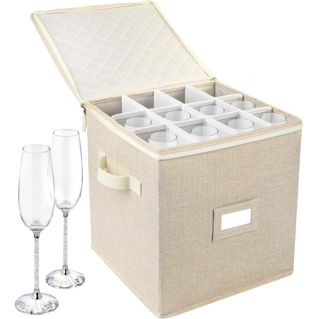 Cup and Mug Storage Container Hard Shell China Coffee Mug Storage Box for Moving with Dividers Handles Holds Tea Cups