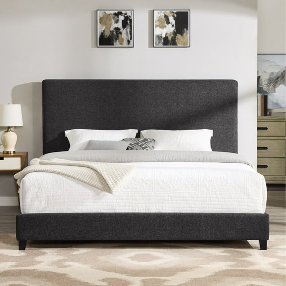Newboti Furniture King Size Charcoal Grey Upholstered Platform Bed NO.76459