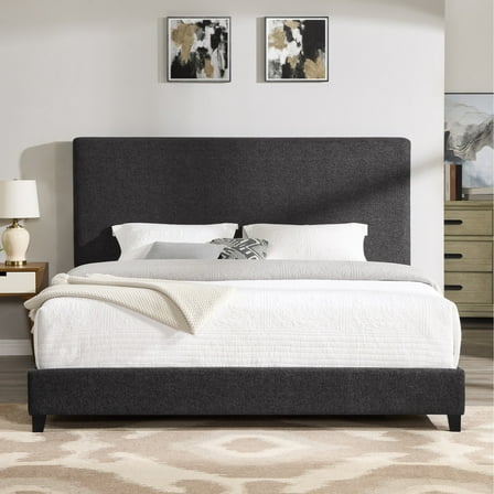 Newboti Furniture King Size Charcoal Grey Upholstered Platform Bed NO.76459