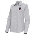 thumbnail image 2 of Women's Antigua Gray D.C. United Porter Woven Tri-Blend Long Sleeve Button-Up Shirt, 2 of 3